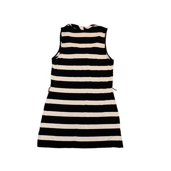 💰 WH |BM  Black & Tan Striped Cowl Neck Sleeveless Tunic or Mini Dress- Size S - Picture 6 of 8